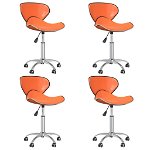 Set scaune de masa pivotante vidaXL, 45,5 x 45 x 69-80,5 cm, 4 piese, portocaliu, piele ecologica