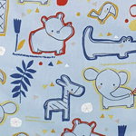 Sac de dormit copii 1 tog KidsDecor Circul Animalelor bleu din bumbac 110 cm, Kids Decor