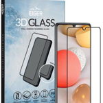 Folie Eiger Sticla 3D Edge to Edge compatibila cu Samsung Galaxy A42 5G, Clear Black