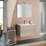 Set de baie cu 4 piese IRIS, Melamina Aluminiu Abs Sticla Ceramica Metal, Crem, 81x46.5x190 cm