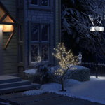 vidaXL Коледно дърво, 128 топло бели LED, разцъфнала череша, 120 см, vidaXL