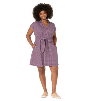 Imbracaminte Femei REIGNING CHAMP Plus Size Trisha Shirtdress in Multi Gingham Nassau Navy Multi, REIGNING CHAMP