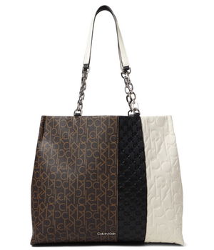 Genti Femei Calvin Klein Kaitlyn Tote BrownKhakiBlackWhite, Calvin Klein