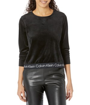 Imbracaminte Femei Calvin Klein Crop Crew Neck with Logo Tape Black, Calvin Klein