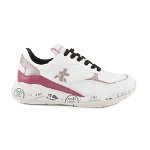 Pantofi sport femei Premiata albi din piele cu detaliu roz 1699DP4523A