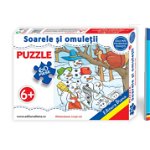 Soarele și omuleții de zăpadă - Set Puzzle + Carte tip acordeon
