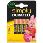 Baterii alcaline Duracell AAA R03 4buc, DURACELL