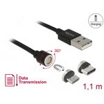 Set cablu magnetic pentru date USB și încărcare pentru Micro USB / USB Type-C negru 1,1 m, DELOCK