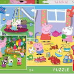 Puzzle 3 in 1 - Purcelusa Peppa in vacanta (3 x 55 piese), Dino Toys