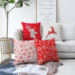 Set 4 fețe de pernă din chenille cu model de Crăciun Minimalist Cushion Covers Christmas Reindeer, 55 x 55 cm, Minimalist Cushion Covers