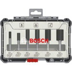Bosch cutter set 6 pcs Straight 1/4  shank - 2607017467, Bosch Powertools