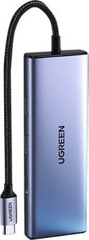 Adaptor USB Ugreen Adaptor UGREEN 9in1 Hub USB-C CM490, 2x USB-A 3.0, USB-A 2.0, 2x HDMI 4K/60Hz, SD/TF, RJ45, Ugreen
