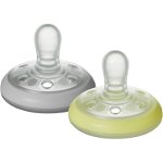 Suzete de noapte Closer to Nature Breast like soother Alb-Galben 0-6 luni, 2 bucati, Tommee Tippee, Tommee Tippee