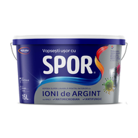 Vopsea lavabila Spor, cu ioni de argint, alb, 15 l, Spor