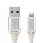 Cablu alimentare si date Gembird, USB 2.0 (T) la tip Lightning (T), 1m, Alb, CC-USB2B-AMLM-1M-BW2