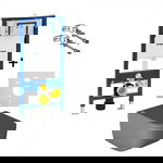 Set vas wc gri suspendat rimless cu capac soft close Hatria plus rezervor incastrat cu set fixare si izolare fonica