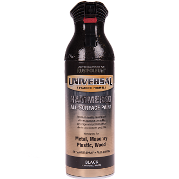 Vopsea spray, Rust-Oleum Universal, all-surface, lovitura de ciocan, negru, 400 ml, rustoleum