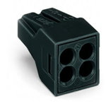 PUSH WIRE® connector for junction boxes; for solid and stranded conductors; max. 2.5 mm²; 4-conductor; Black housing; black cover; Max. surrounding air temperature: 105 °C; 2,50 mm², Wago