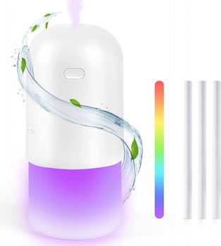 Umidificator portabil RUXAN, RGB, plastic, alb, 18 x 8,4 x 8,4 cm, 400 cm, 