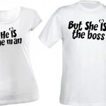 Set de tricouri pentru cupluri "She is the boss", Zoom Fashion