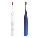 Set 2 Periute de dinti electrice Oclean Flow Sonic Electric Toothbrush, Dual Set, White/Blue, 180 zile autonomie, 38000 rpm, OCLEAN