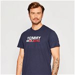 Tommy Jeans, Tricou de bumbac organic cu imprimeu logo, Gri melange