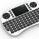 Tastatura mini RII RTMWK08W, wireless, touchpad, pentru XBox, PS, PC, Notebook (Alb)