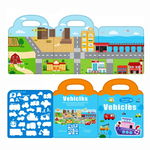 Carte Puzzle cu 34 stickere reutilizabile, Vehicule, toy