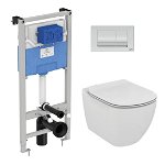 Set vas wc suspendat Ideal Standard Tesi AquaBlade cu capac inchidere lenta si rezervor Ideal Standard Prosys