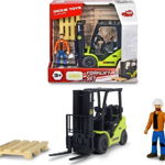 Stivuitor Dickie Toys Clark S25 Forklift 16 cm cu figurina si accesorii, Dickie