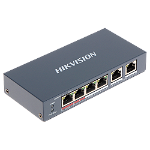 Switch 4 porturi PoE+, 2 porturi uplink, Hikvision DS-3E0106HP-E, Hikvision