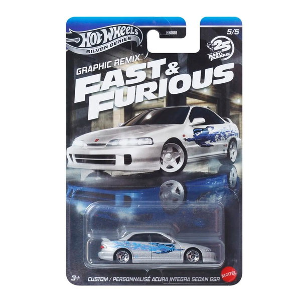 Masinuta Fast and Furious, Hot Wheels, Graphic Remix, Custom Acura Integra Sedan GSR, JBY45, Hot Wheels