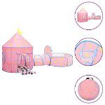 vidaXL Cort de joacă pentru copii cu 250 bile, roz, 301x120x128 cm, vidaXL