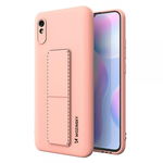 Husa Spate Wozinsky Compatibila Cu Xiaomi Redmi 9A, Cu Stand Metalic Pe Spate, Protectie La Camera - Roz