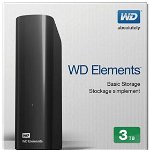 Hard Disk extern WD WDBWLG0030HBK, 3TB, Elements, 3.5", USB3.0, negru