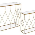 Set 2 console Elenor, Bizzotto, 104 x 33 x 79 cm, otel/sticla, auriu, Bizzotto