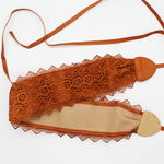 Centura corset Maya, in stil traditional cu dantela, maro, FashionForYou