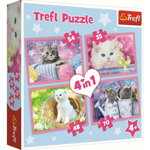Trefl - Puzzle animale Pisicile se distreaza , Puzzle Copii ,  4 in 1, piese 207, Multicolor