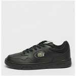Lacoste, Pantofi sport din piele cu detalii logo Lineset, Verde, Negru, 40