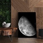 Tablou canvas fotografie satelit Luna alb, negru 1276 - Material produs:: Tablou canvas pe panza CU RAMA, Dimensiunea:: 60x80 cm, 