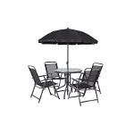 Set mobilier gradina/terasa, gri, 1 masa, 4 scaune, 1 umbrela, Leticia Grey, Strend Pro