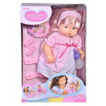 Papusa interactiva Baby Doll cu bentita si rochie roz, 3 ani+