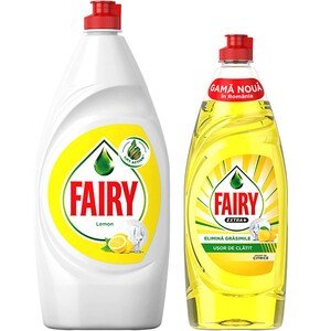 Pachet promo: Detergent de vase Fairy Lemon, 800 ml + Detergent de vase Fairy Extra+ Citrice 650 ml