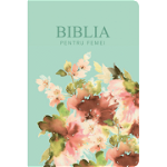 Biblia pentru femei, medie, coperta pvc flexibila, roz inchis, cu model floral, 