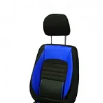 Set huse scaune auto universale, piele ecologica albastra cu material textil negru, fata-spate, OEM