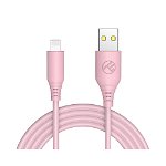Cablu de date si incarcare Tellur silicon, USB la Lightning, 1m, roz