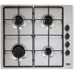 Plita incorporabila Beko HIZG 64120 SX, Gaz , 4 Zone de gatit, 60 cm , Inox