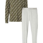 CALVIN KLEIN, Pijama din amestec de bumbac cu imprimeu si pantaloni lungi, Visiniu, M