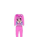 Pijama maneca lunga, din plus, Minnie Mouse cu fundita, roz, Disney
