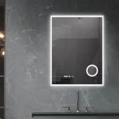 Oglinda LED baie, 60 80 cm, cu touch, dezaburire, ceas digital, lupa cosmetica, Belform Atlantis Oglinda LED baie, 60 80 cm, cu touch, dezaburire, ceas digital, lupa cosmetica, Belform Atlantis